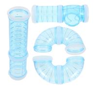 Healeved Set de Tunnels DIY pour Hamster en Plastique Bleu Renfort à L'entrée, Accessoire pour Cage à Hamster, pour Petits Animaux et Jeu Créatif