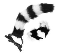 Healeved Set Oreilles et Queue de Renard Peluche Accessoire Cosplay Animal pour Halloween Fête et Spectacle Confortable et Kit Costume Fox Tail Headband