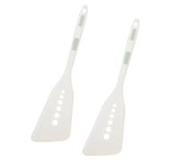 Healeved Spatules en Silicone Multifonction 2 Pièces, Résistantes à Haute Température, Antiadhésives, Cuisine Maison, Cuisson Œufs, Poisson et Crêpes, Couleur Blanche Points Verts