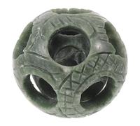 Healeved Sphère de Pierre d'art Chinoise Feng Shui Verte 53mm Rotation Multicouche pour Bureau et Collection, Sculpture Décorative Élégante et Vintage