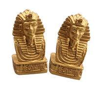 Healeved Statue Reine D'égypte en Résine Dorée, Décoration Réaliste et Charmante pour Bureau ou Table, Ensemble de 2 Pièces D'ornements Élégants