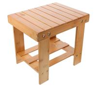 Healeved Tabouret Carré en Bambou Naturel Marron, Petit Tabouret de Buanderie Multifonction pour Garçon et Filles et Adultes, Siège Compact et Robuste pour Usage Domestique et Rangement, 1