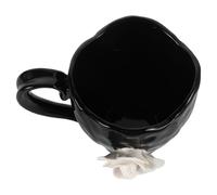 Healeved Tasse à Café en Céramique Noire Élégante et Unique avec Grosse Capacité, Forme Irrégulière, Solide et Polyvalente Maison Cafés