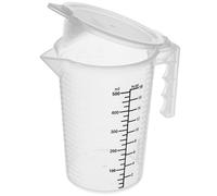 Healeved Tasse à Mesurer Cuisine Graduée 500 Ml en Polypropylène Couvercle Noir, Légère et Polyvalente pour Cuisson, Pâtisserie et Préparation de Boissons, Instrument Pratique Réutilisable