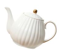 Healeved Théière en Porcelaine Fine Blanche Décor Doré 1 Pièce Céramique Européenne pour Thé de L’Après-Midi Verseuse Filtre Intégré pour Salon de Thé et Café