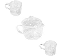 Healeved Théière en Verre Transparent 500 Ml avec Filtre Intégré Petite Bouilloire Résistante à la Chaleur Ensemble avec 2 Tasses en Verre pour Infusion de Thé aux Fruits et Salon de