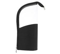 Healeved Trousse de Maquillage Anti-poussière Imperméable en Tissu Oxford, Pochette Noire Compacte pour Pinceaux, Fenêtre Transparente en TPU, pour Voyages et Rangement Bureau