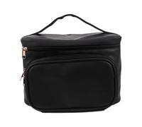 Healeved Trousse de Maquillage Femme Capacité Étanche PU Sac Cosmétique Portable Compartiments Organisés Noir pour Voyage et Usage