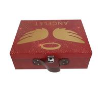 Healeved Valise de Rangement Portable en Papier Rouge Ange Boîte Décorative pour Bijoux et Fournitures Conteneur d'Emballage Compact pour Mariage Anniversaire et Fête Coffret Présent