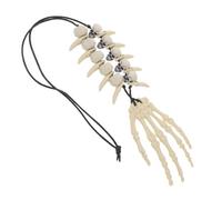 Healeved Vintage Skull Pendant Necklace With Skeletal Hand Charm Gothic Bone Jewelry For Women Alternative Style Halloween Day Of The Dead Costume Accessory