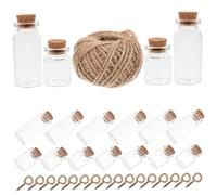 Healifty 1 Ensemble Bouteilles à Souhait Verre avec Bouchons Liège de Fioles Miniatures avec Corde et Vis à Œil pour Décoration de Fête et Stockage