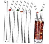 Healifty 1 ensemble Pailles Verre Courbées Reutilisables avec Brossettes de Nettoyage Pailles Transparentes pour Boissons Variées et Événements Couleur Aléatoire Couleur Aléatoire