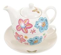 Healifty 1 ensemble Set de Tasses à Thé Céramique avec Soucoupe Ensemble de Tasses à Café et Théière Porcelaine Design Ergonomique et pour Bureau Café Restaurant et Maison Couleurs Rose et
