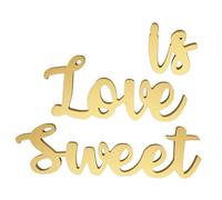 Healifty 1 Set Lettres en Bois Or Love is Sweet Décoration de Table Mariage en Panneau Bois Dense Atmosphère Romantique pour Fête de Saint Valentin