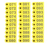 Healifty 100 Étiquettes D'oreille Numérotées pour Animaux, Identification Bovins et Ovins, Plastique Jaune, 100 Pièces, pour Élevage et Gestion du Bétail