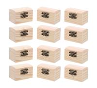 Healifty 12 Pièces Lot de Mini Coffres Bois Naturel à Charnière Boîte à Trésor Non Peinte pour Bricolage Coffret Rangement Bijoux et Trésors avec Fermoir Métallique