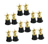 Healifty 12 pièces Lot de Mini Trophées Étoiles Dorés Plastique Robuste Trophées Garçon Fille pour Récompenses Scolaires et Sportives Base Noire pour Personnalisation Prix Fin et Léger