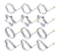 Healifty 12 Pièces Moule à Œufs Acier Inoxydable Anneaux Antiadhésifs pour Pancakes et Omelettes Formes Rondes Cœur Étoile et Fleur Poignée pour Cuisson Facile et Rangement Compact