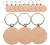 Healifty 12 pièces Porte-clés Bois Vierge pour Bricolage Étiquettes Bois Naturelles à Graver Accessoires DIY pour Porte-clés Décorations Personnalisables