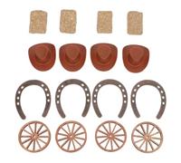 Healifty 16 Pièces Blocs de Foin d'automne Miniatures, Décor Western | Lot, Chapeau, Fer à Cheval, Roue et Paille, Usage Intérieur ou Extérieur, Style Rustique
