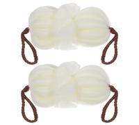 Healifty 2 Boules de Bain Éponge Boule de Bain Pe Beige Exfoliation du Corps Corde Suspendre pour Familles et Hôtels pour Adultes et Tout-petits