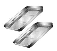Healifty 2 Ensembles Ensemble de plateau net plateaux de cuisson grillage pâtisserie plateaux de four grille de cuisson pour la cuisson au four poêle pour grill Acier inoxydable