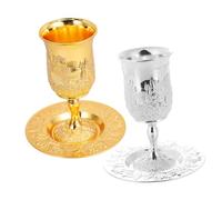 Healifty 2 Ensembles Judaica Metal Goblets Embossed Wine Chalice Havdalah Passover Table Cups Reusable Holiday Decoration For Shabbat And Jewish Celebrations