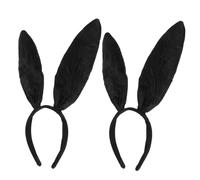 Healifty 2 pièces Bandeau Oreilles Lapin Noir Satiné Serre-tête Cosplay Party Accessoire Cheveux Femme