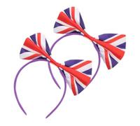 Healifty 2 pièces Bandeaux Cheveux Femme Nœud Drapeau UK pour Fête Carnaval Sport Accessoires Cheveux