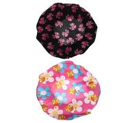 Healifty 2 pièces Bonnet de Nuit Garçon Fille Satin à Large Bord Doublure Satinée Confortable Bonnet de Sommeil Élastique avec Motifs Noeud et Fleurs Protection Cheveux pour Sommeil et