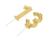 Healifty 2 Pièces Bougie Chiffre 3d en Paraffine Dorée pour Anniversaire et Anniversaire de Mariage, Décoration Stable et Élégante Coupe Diamantée Scintillante, pour Fêtes Dorées
