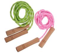 Healifty 2 Pièces Corde Élastique, Équipement D'éducation Physique, Bois et Corde Coton, Brûle des Calories, Développe L'endurance, Poignée Confortable, Adultes et Adolescents, Gym et