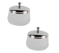 Healifty 2 pièces Coupelles Rondes Verre Givré Avec Couvercle Acier Inoxydable Pour Nettoyage Manucure Vernis Ongles