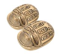 Healifty 2 pièces Figurine Scarabée Égyptien Résine Robuste avec Hiéroglyphes Détailés Ornement Collectible pour Bureau Maison Décor Protecteur Ancien