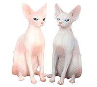 Healifty 2 pièces Figurines Chat Sphynx Réalistes PVC Lot de Ornements de Bureau sans Poils Décoration Animale Solide pour Éducation et Photos