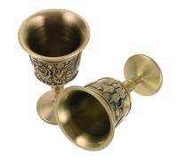 Healifty 2 Pièces Gobelets à Pied Métal Vintage Européen Coupes Décoratives Rétro pour Whisky Design Fleuri et Château Doré Compactes et Stables pour Dégustation et Décoration
