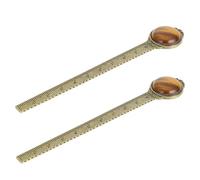 Healifty 2 pièces Marque-page Métal Pierre Naturelle Alliage Vintage Double Fonction Marqueur et Règle pour Étudiants Décoration pour Bibliothèque et Lecture