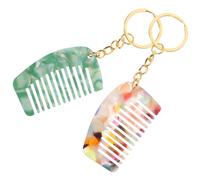 Healifty 2 pièces Mini Peigne Porte-clés Acétate Peigne Démêlant à Dents Larges pour Cheveux Mouillés Format Compact de Voyage Doux et Résistant Style pour Sac et Poche
