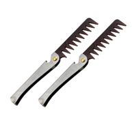 Healifty 2 pièces Peigne Pliant Inox Vintage pour Hommes Coiffage Huile Cheveux Large Dents pour Soin Quotidien et Protection Chevelu
