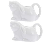Healifty 2 pièces Pichet à Sauce Céramique Lapin Crémier Portable pour Sauces Vinaigrettes Ustensile Pratique pour Maison Restaurant