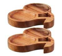 Healifty 2 Pièces Plateau de Service en Bois de Cerise pour Thé | Grain , Finition Lisse, Usage Décoratif, pour Tasses et Noix, Style Japonerie Zen, Maison
