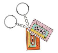 Healifty 2 pièces Porte-clés Créatif Acrylique Cassette Bande Pendentif Léger et Accessoire Original pour Clés et Sacs Cadeau pour Amateurs de Ruban Adhésif Décoration Rose et Orange