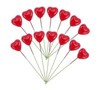 Healifty 20 Décorations en Mousse Cœur Rouges 3D, Piques à Dessert, Accessoires DIY pour Gâteau Saint-Valentin, Mariage et Anniversaire, Lot de 20 Pièces Couleur Couleur Aléatoire