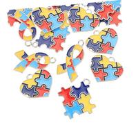 Healifty 24 pièces Breloques Alliage DIY Pendentifs Autisme Charms pour Fabrication Bijoux Bracelet et Porte-clés Multifonction