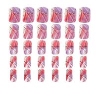 Healifty 24pièces Faux Ongles Courts à Coller Design Dégradé avec Lignes Forme Carrée Kit de Ongles Adhésifs Réutilisables pour Femmes et Filles