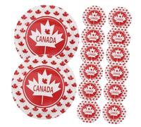 Healifty 24pièces Lot De Assiettes à Dessert Carton Fête Du Canada Motif Érable Vaisselle Adaptée Aux Réceptions Et Fêtes Patriotiques