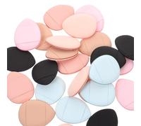 Healifty 25 Pièces Mini Houppettes Maquillage avec Boucle Doigt Éponges Poudre Fond de Teint pour Femmes Applicateurs Compacts pour Crème Isolante et Correcteur Petite pour Zone Yeux et