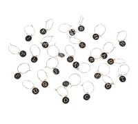 Healifty 26 Marqueurs à Vin Réutilisables en Alliage de Zinc Anneaux Dorés 20 Mm, Lettres A à Z, Breloques Décoratives Noires pour Verre à Pied, Accessoires Fête et Dégustation