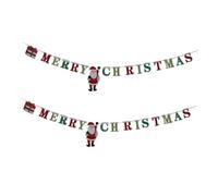 Healifty 2pièces Banderole Joyeux Noel Suspendue Drapeaux de Fête Décoratifs pour Porte Mur et Fenêtre Intérieur Extérieur