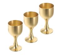 Healifty 3 Pièces Calice de Communion en Laiton Doré, Style Rétro | Finition Métallique Brillante, Surfaces Gravées, Usage Liturgique et Eau Bénite, Décor Traditionnel
